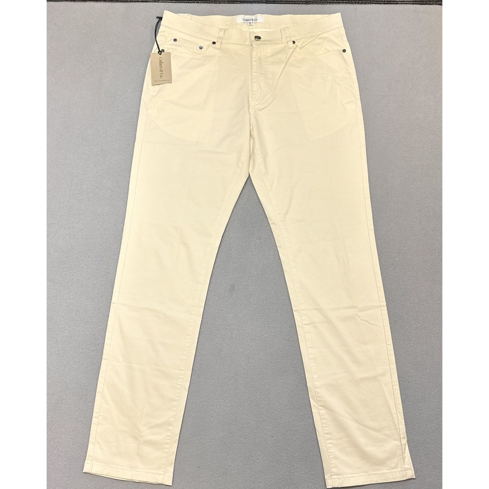 COLLARS & CO CEO 5-Pocket Pant Mens 34x32 Stone Stretch Cotton Chino NWT